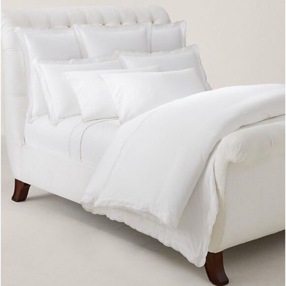 RALPH LAUREN Home Malin Scallop 500 Thread Count Queen Flat Sheet - Picture 3 of 5